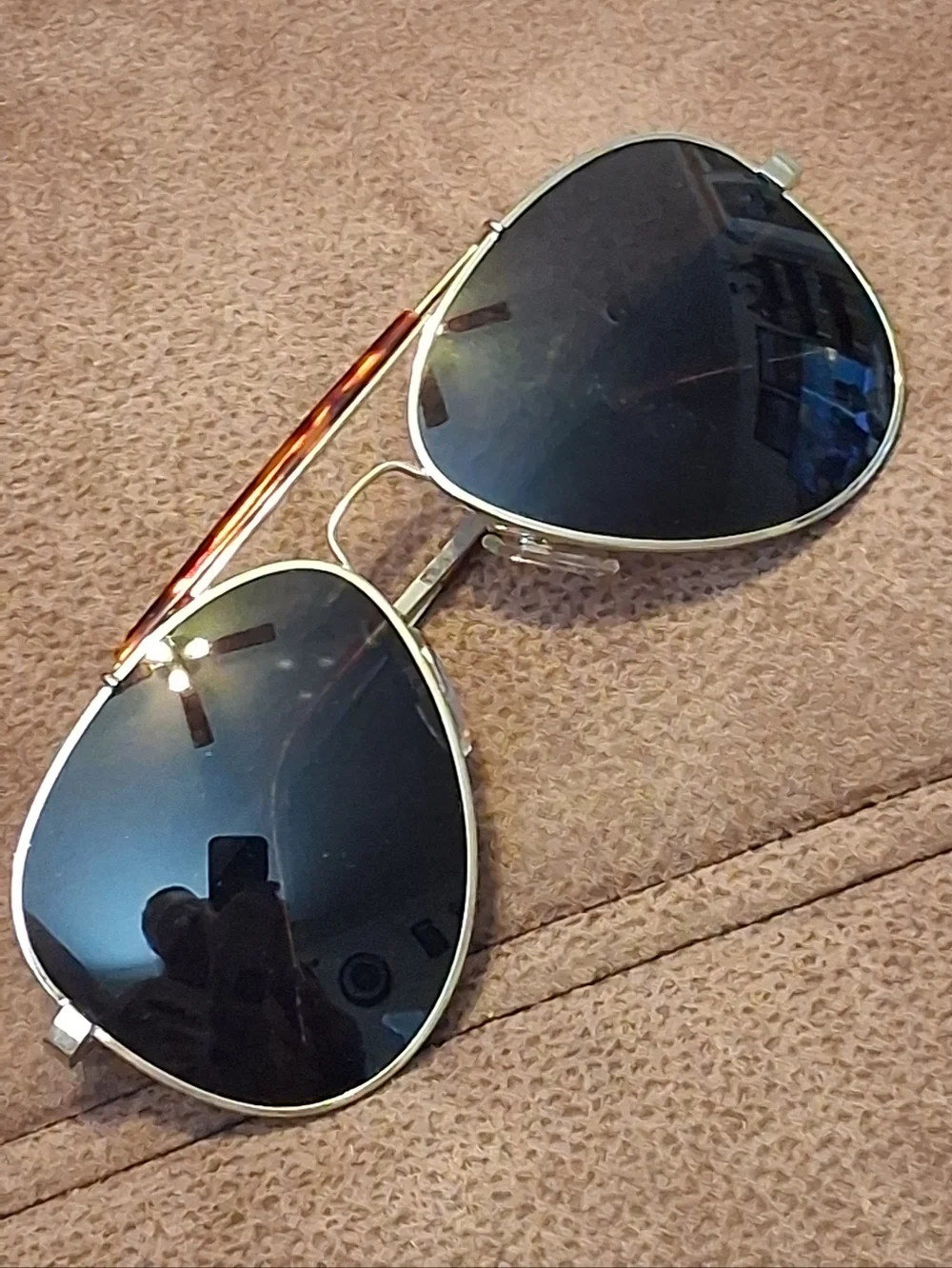 Goldtone Aviator Sunglasses With Faux Tortoiseshell Accents